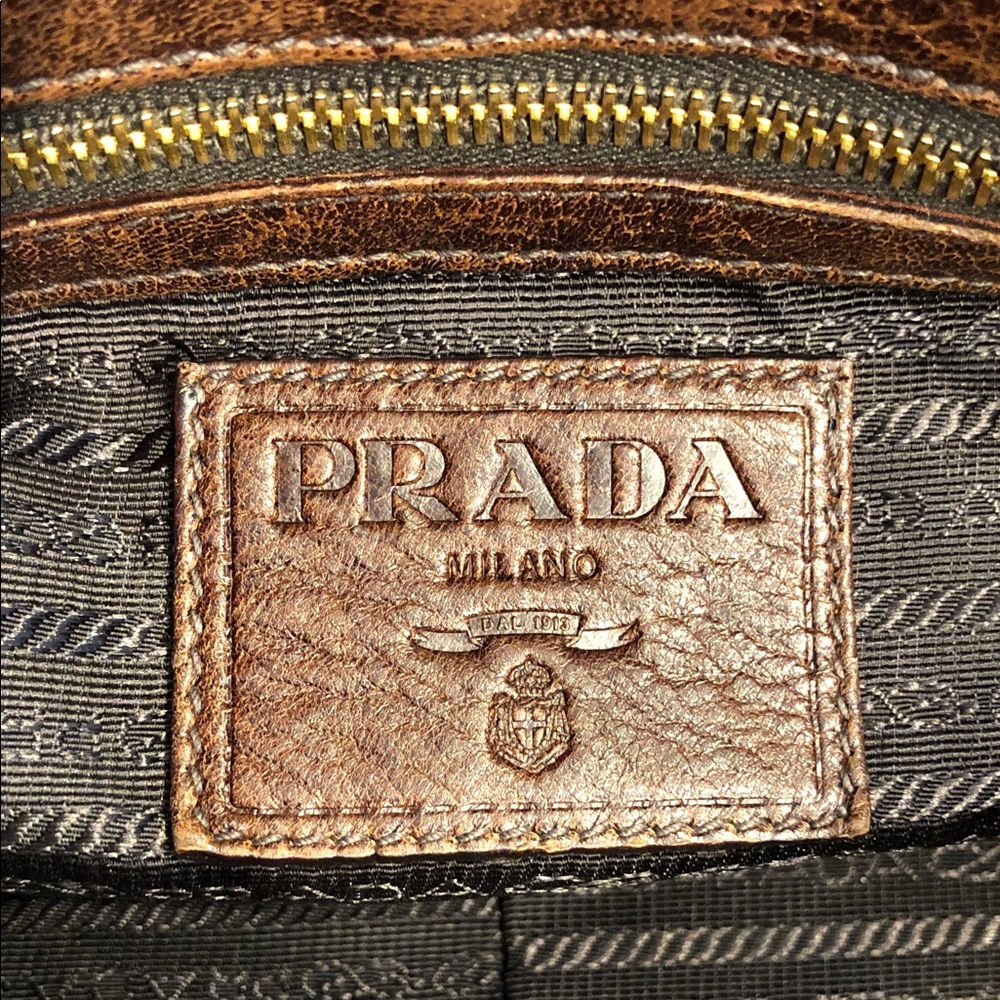 So Beautiful And Stylish!!Prada Brown Leather Satchel with Gold Hardware - Picture 5 of 14